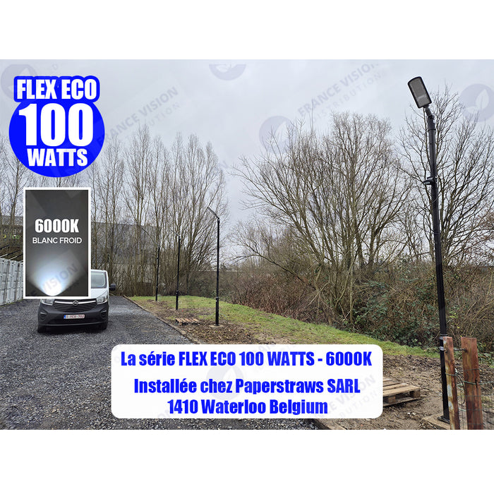 Lot de 10x Lampes de rue filaires - Série FLEX ECO - 100 Watts - 12 000 Lumens - 120 Lumens/Watt - Angle 120 x 60° - IP66 - IK08 - 573 x 190 x 70mm - Tube d'insertion 50mm - 6000k