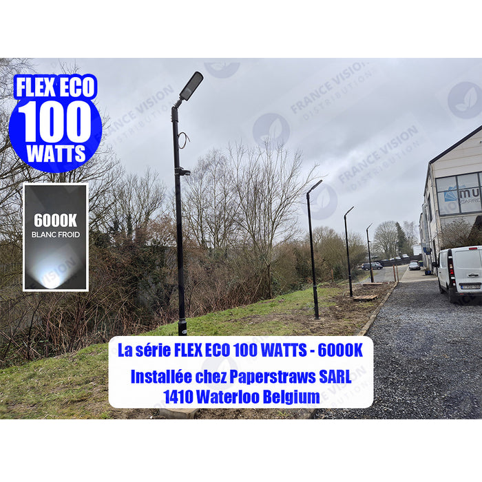 Lot de 10x Lampes de rue filaires - Série FLEX ECO - 100 Watts - 12 000 Lumens - 120 Lumens/Watt - Angle 120 x 60° - IP66 - IK08 - 573 x 190 x 70mm - Tube d'insertion 50mm - 6000k