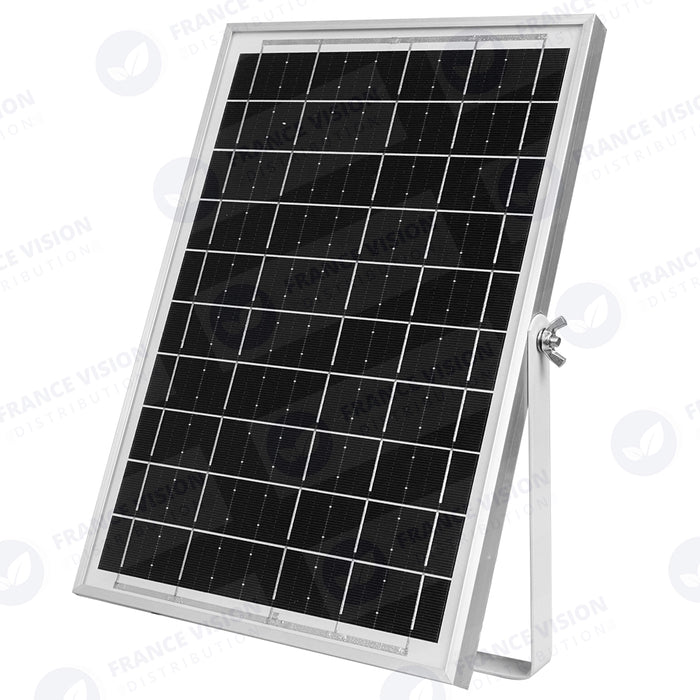 Lot de 10x Projecteurs LED solaires Série AJUST V3 - CCT - Rendu lumineux 300 Watts - 1400 Lumens - 120° - IP65 - Projecteur 26 x 21 x 5 cm - Panneau MONOCRISTALLIN 30 x 21 x 2 cm - Avec télécommande - Avec capteur crépusculaire