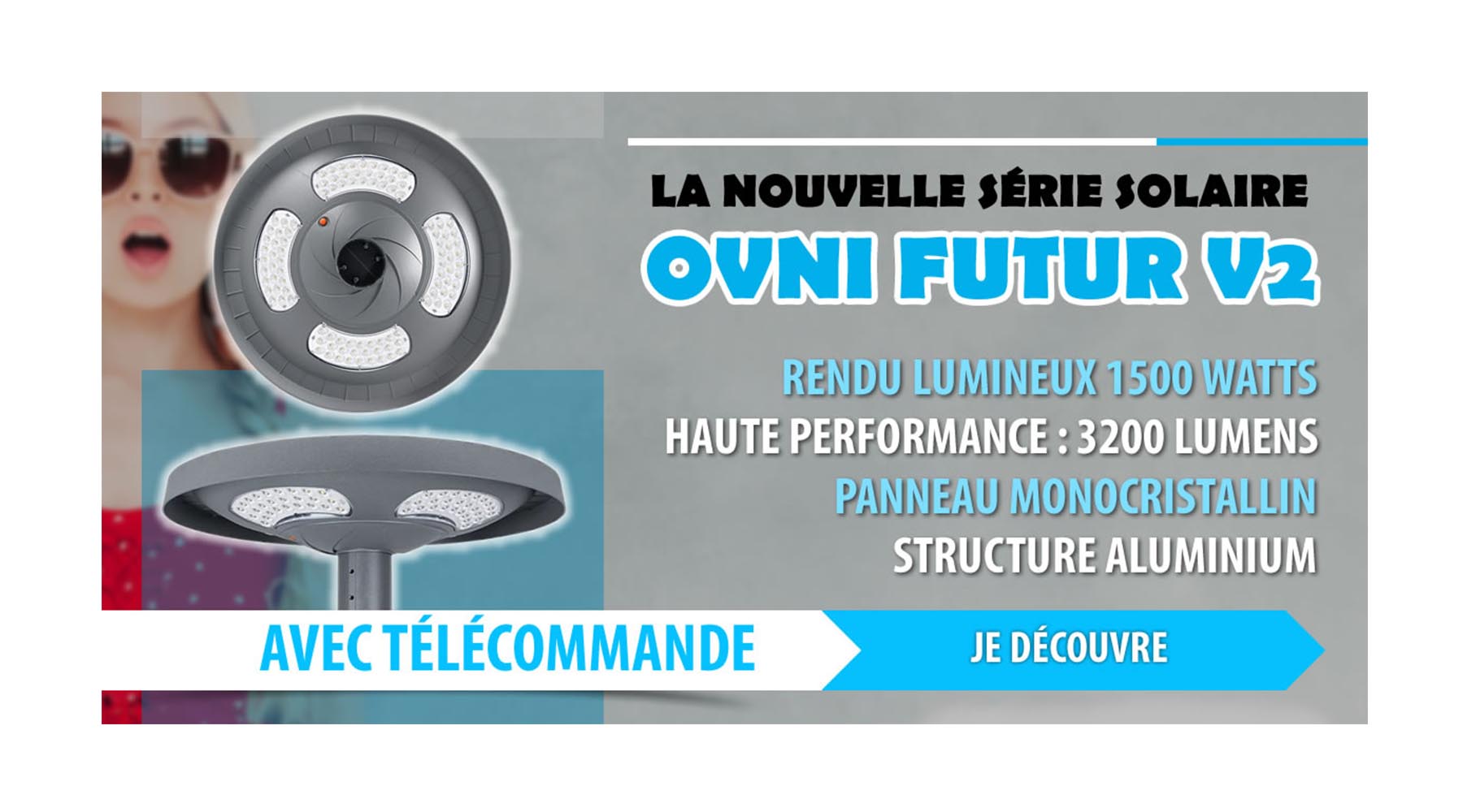 [NOUVEAU] Lampe solaire pour extérieur - Série OVNI FUTUR V2