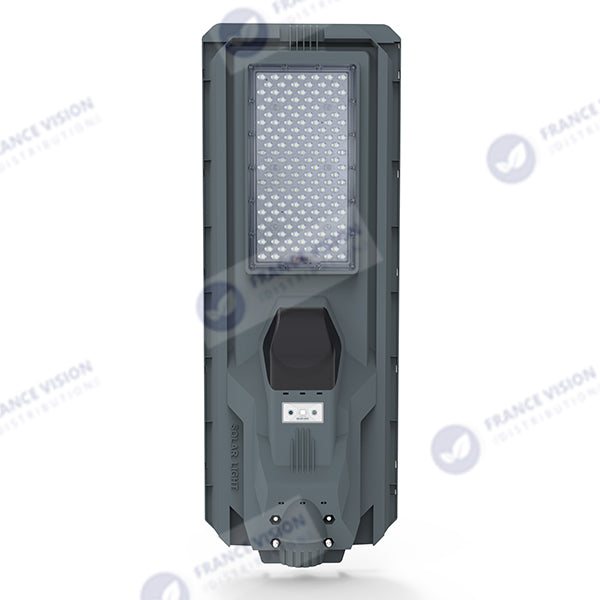 Lot de 4x Lampes de rue solaires - Série STARSHIP - Rendu lumineux 1200 Watts - 3600 Lumens - Couleur 6000K - Angle 150x70° - IP65 - Dimensions 82 x 30 x 8 cm - Tube d'insertion 45mm - Avec détecteur de mouvement - Télécommande - 3 modes de fonctionnement