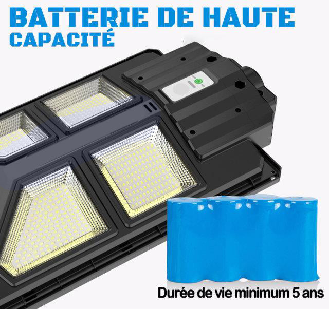 Lot de 5x Lampadaires solaires extérieurs de rue / parking - Série POWER ULTRA - Rendu 200 Watts - 2000 lumens - 180° - IP65 - 46 x 36 x 8 cm - Avec capteur crépusculaire - Télécommande - Avec détecteur de mouvement - Diamètre tube d’insertion 45 mm