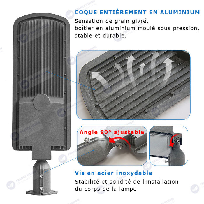 Lot de 10x Lampes de rue filaires - Série FLEX ECO - 100 Watts - 12 000 Lumens - 120 Lumens/Watt - Angle 120 x 60° - IP66 - IK08 - 573 x 190 x 70mm - Tube d'insertion 50mm - 3000k