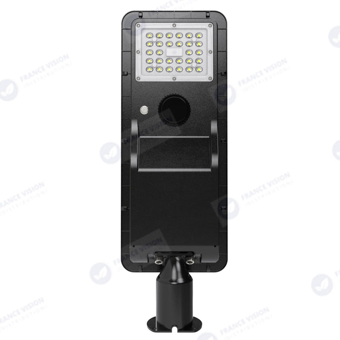 Lampe de rue solaire - Série POWER EVO V2 - 400 Watts - 1800 Lumens - IP65 - Angle 130x75° - 57 x 20 x 9 cm - Panneau MONOCRISTALLIN - Structure en ALUMINIUM - Mode détection sans veille (0-100% - 1 minute) - Télécommande - 6500K