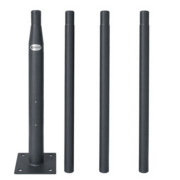 Lot de 5x Mâts / Poteaux pour lampe de rue - Nouveau design - Série STANDARD V4 EVO avec TRAPPE - Vis antivol - 4 mètres - Entraxe latéral des trous 200mm -  Couleur Gris foncé - Finition épurée