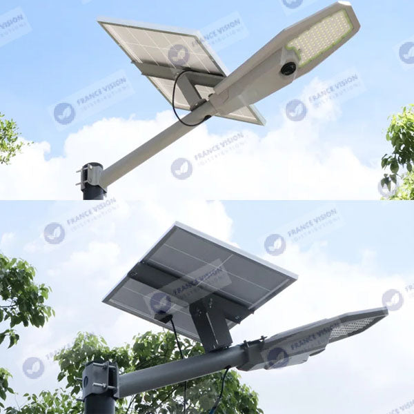 Lot de 3x Lampes de rue solaire - Série INTERSTELLAR ULTRA - 400 Watts - 3100 Lumens - Angle 150x70° - IP65 - Lampe 62 x 30 x 8 cm - Controleur intelligent - Avec télecommande - Capteur PIR - 6000k - Support inclus - Capteur crépusculaire