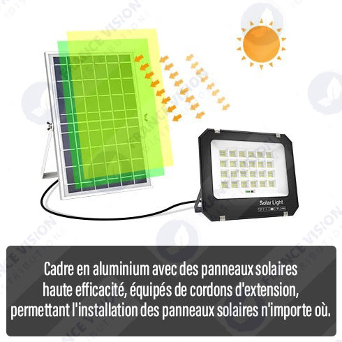 Lot de 5x Projecteurs LED solaires  Série AJUST V3 - CCT (Couleur Changeante en Température ) - Rendu lumineux 600 Watts - 3500 Lumens - 90° - IP65 - Projecteur 36 x 30 x 5 cm - Panneau MONOCRISTALLIN - Avec télécommande - Avec capteur crépusculaire