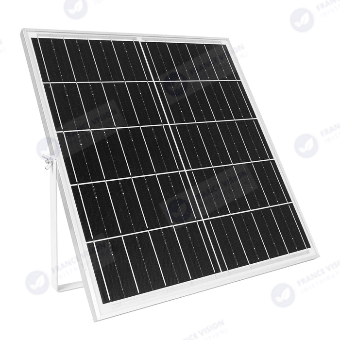 Projecteur LED solaire  Série AJUST V3 - CCT (Couleur Changeante en Température ) - Rendu lumineux 600 Watts - 3500 Lumens - 90° - IP65 - Projecteur 36 x 30 x 5 cm - Panneau MONOCRISTALLIN 39 x 36 x 2 cm - Avec télécommande - Avec capteur crépusculaire