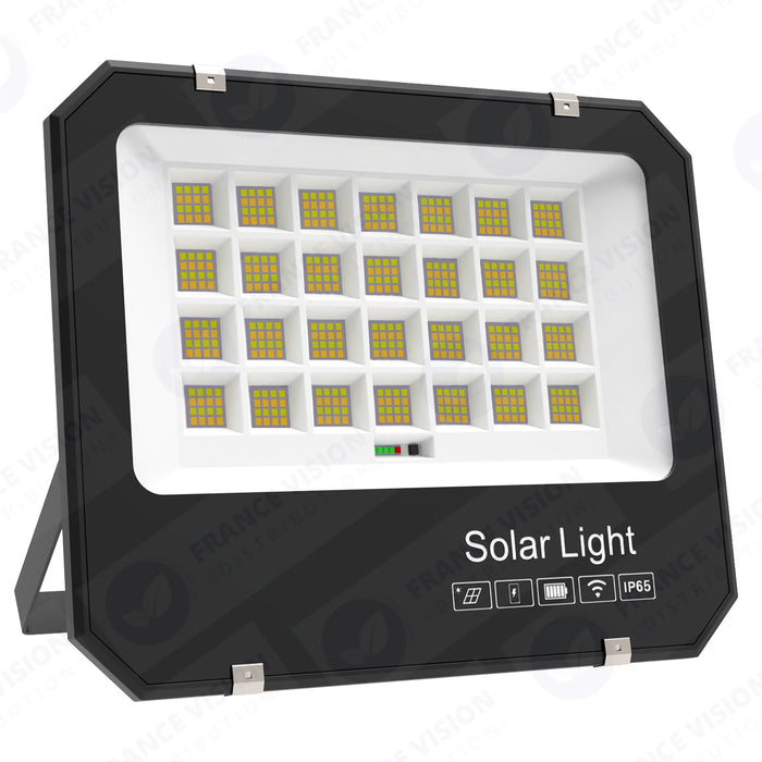 Lot de 5x Projecteurs LED solaires  Série AJUST V3 - CCT (Couleur Changeante en Température ) - Rendu lumineux 600 Watts - 3500 Lumens - 90° - IP65 - Projecteur 36 x 30 x 5 cm - Panneau MONOCRISTALLIN - Avec télécommande - Avec capteur crépusculaire