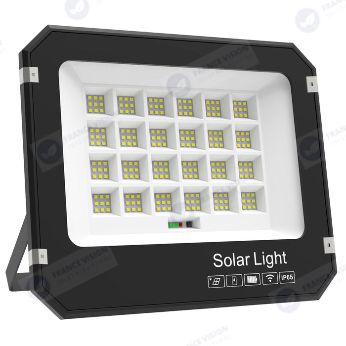 Lot de 5x Projecteurs LED solaires  Série AJUST V3 - CCT (Couleur Changeante en Température ) - Rendu lumineux 400 Watts - 2100 Lumens - 90° - IP65 - Projecteur 31 x 26 x 5 cm - Panneau MONOCRISTALLIN - Avec télécommande - Avec capteur crépusculaire