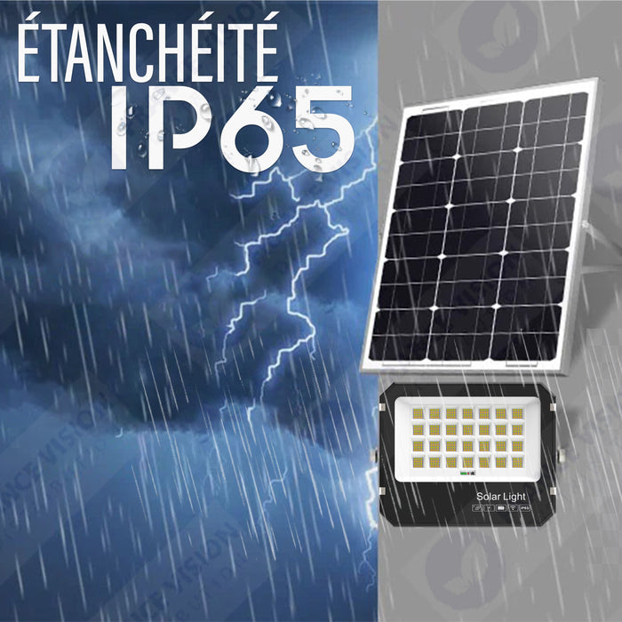 Lot de 5x Projecteurs LED solaires  Série AJUST V3 - CCT (Couleur Changeante en Température ) - Rendu lumineux 400 Watts - 2100 Lumens - 90° - IP65 - Projecteur 31 x 26 x 5 cm - Panneau MONOCRISTALLIN - Avec télécommande - Avec capteur crépusculaire