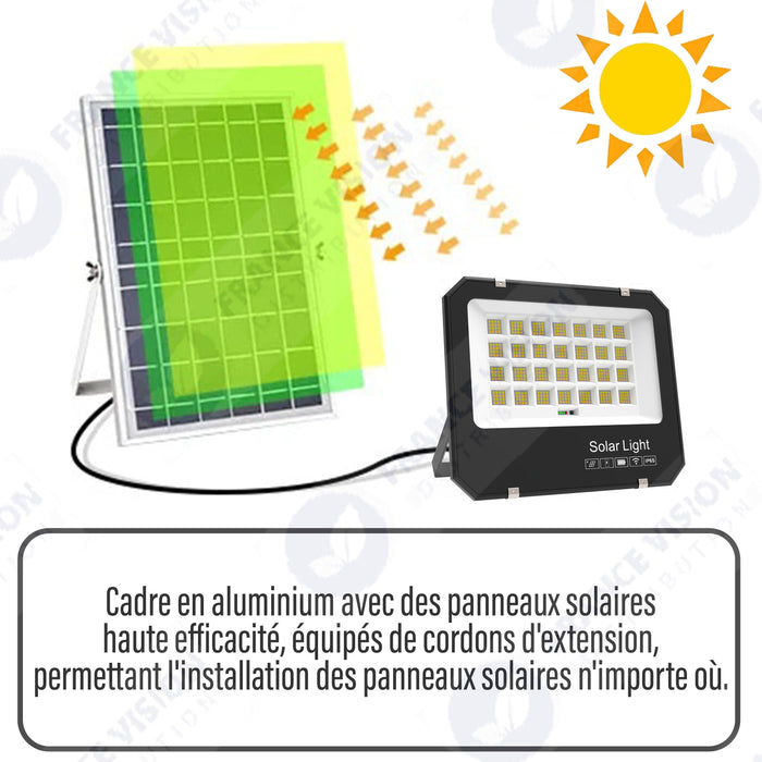 Lot de 5x Projecteurs LED solaires  Série AJUST V3 - CCT (Couleur Changeante en Température ) - Rendu lumineux 400 Watts - 2100 Lumens - 90° - IP65 - Projecteur 31 x 26 x 5 cm - Panneau MONOCRISTALLIN - Avec télécommande - Avec capteur crépusculaire