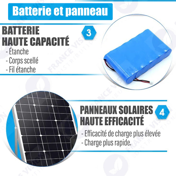Lot de 5x Projecteurs LED solaires  Série AJUST V3 - CCT (Couleur Changeante en Température ) - Rendu lumineux 400 Watts - 2100 Lumens - 90° - IP65 - Projecteur 31 x 26 x 5 cm - Panneau MONOCRISTALLIN - Avec télécommande - Avec capteur crépusculaire