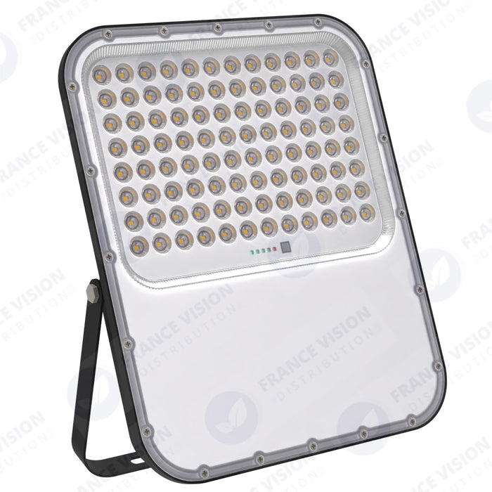 Lot de 5x Projecteurs LED solaires - Série BIG BOY V3 - 700 Watts - 4200 Lumens - 90° - IP65 - Lampe 33 x 28 x 5 cm - Panneau solaire MONOCRISTALLIN FULL BLACK 39 x 43 x 2 cm - Télécommande - 4000k - Structure ALUMINIUM