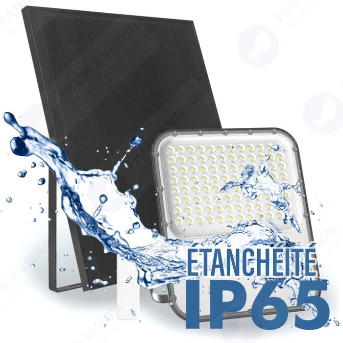 Lot de 5x Projecteurs LED solaires - Série BIG BOY V3 - 700 Watts - 4200 Lumens - 90° - IP65 - Lampe 33 x 28 x 5 cm - Panneau solaire MONOCRISTALLIN FULL BLACK 39 x 43 x 2 cm - Télécommande - 4000k - Structure ALUMINIUM
