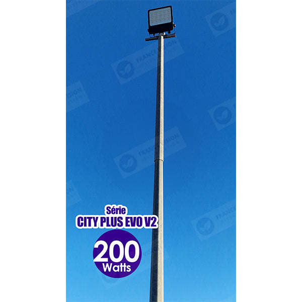 Projecteur LED filaire CCT (Couleur Changeante en Température) - Série CITY PLUS EVO V2 - Modèle 9 en 1 - Puissance ajustable 100 / 150 / 200 Watts - 140 Lumens/Watt - Angle 90° - 41 x 36 x 5 cm - IP66 - IK08 - Câble 1 mètre - Garantie 5 ans