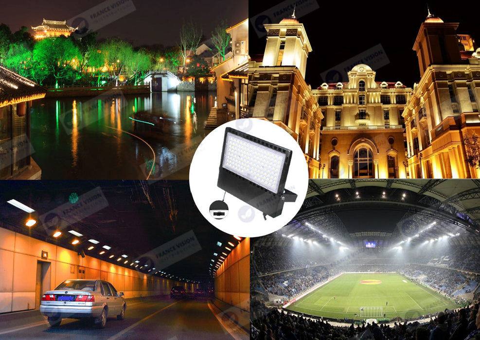 Lot de 6x Projecteurs LED filaires CCT (Couleur Changeante en Température) - Série CITY PLUS ULTRA - 150 Watts - 22 500 Lumens - 150 Lumens/Watt - Angle 150 x 80° - IP66 - IK08 - 40 x 31 x 5 cm - Support ajustable 270° - Câble 50cm - Garantie 5 ans