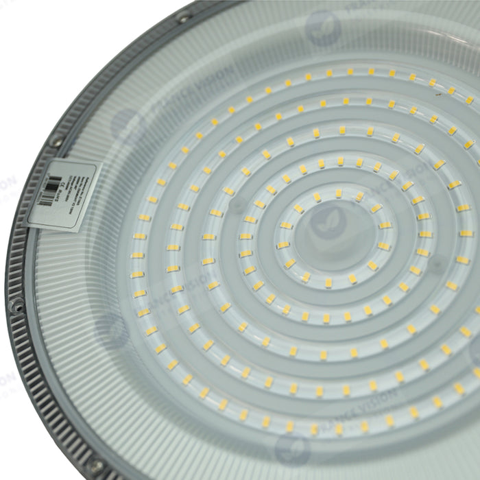 Lot de 10x Lampes industrielles Driverless - UFO - Série DIAMANT V2 - 150 Watts - 15 000 Lumens - 100 Lumens/Watt - Angle 90° - IP65 - 260 x 34 cm - 4500k - Protectionà l'impact IK08 - Câble 30cm
