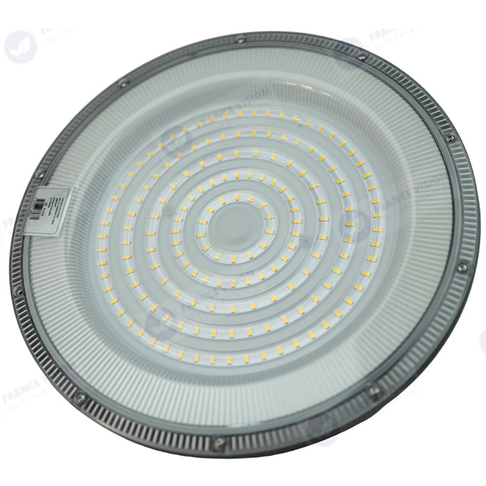 Lot de 10x Lampes industrielles Driverless - UFO - Série DIAMANT V2 - 200 Watts - 20 000 Lumens - 100 Lumens/Watt - Angle 90° - IP65 - 260 x 34 cm - 4500k - Protection à l'impact IK08 - Câble 30cm