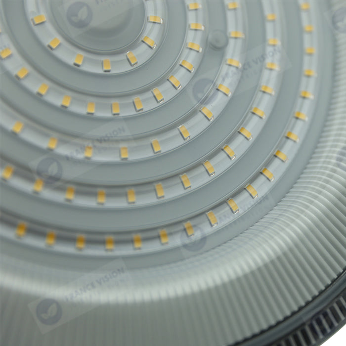 Lot de 10x Lampes industrielles Driverless - UFO - Série DIAMANT V2 - 200 Watts - 20 000 Lumens - 100 Lumens/Watt - Angle 90° - IP65 - 260 x 34 cm - 4500k - Protection à l'impact IK08 - Câble 30cm