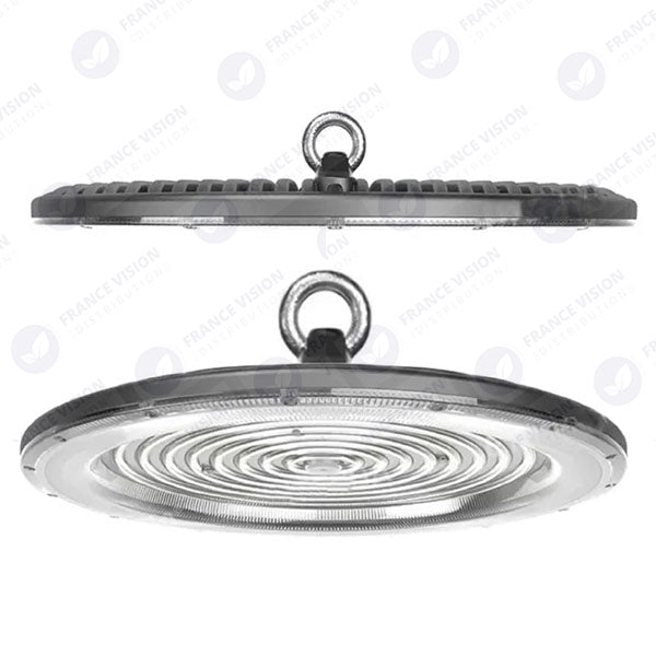 Lot de 10x Lampes industrielles Driverless - UFO - Série DIAMANT V2 - 200 Watts - 20 000 Lumens - 100 Lumens/Watt - Angle 90° - IP65 - 260 x 34 cm - 4500k - Protection à l'impact IK08 - Câble 30cm