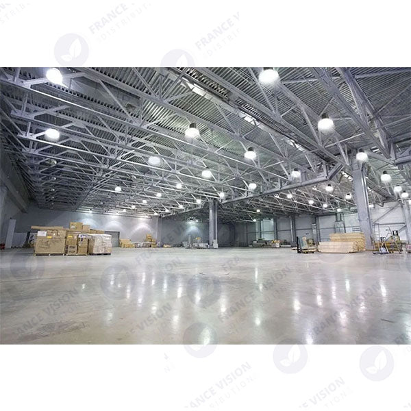 Lot de 10x Lampes industrielles Driverless - UFO - Série DIAMANT V2 - 150 Watts - 15 000 Lumens - 100 Lumens/Watt - Angle 90° - IP65 - 260 x 34 cm - 4500k - Protectionà l'impact IK08 - Câble 30cm