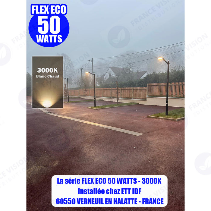 Lot de 10x Lampes de rue filaires - Série FLEX ECO - 100 Watts - 12 000 Lumens - 120 Lumens/Watt - Angle 120 x 60° - IP66 - IK08 - 573 x 190 x 70mm - Tube d'insertion 50mm - 3000k