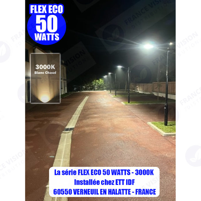 Lot de 10x Lampes de rue filaires - Série FLEX ECO - 100 Watts - 12 000 Lumens - 120 Lumens/Watt - Angle 120 x 60° - IP66 - IK08 - 573 x 190 x 70mm - Tube d'insertion 50mm - 3000k
