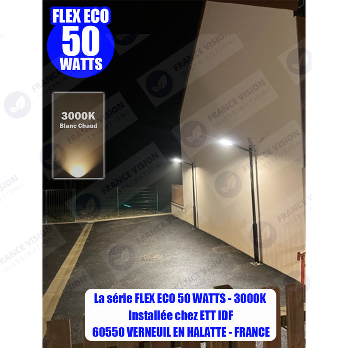 Lot de 10x Lampes de rue filaires - Série FLEX ECO - 100 Watts - 12 000 Lumens - 120 Lumens/Watt - Angle 120 x 60° - IP66 - IK08 - 573 x 190 x 70mm - Tube d'insertion 50mm - 3000k