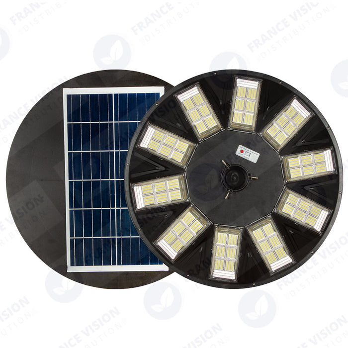 Lampe solaire pour extérieur - Série OVNI - Version HERCULE 800 - 2700 Lumens - Angle 360° - IP65 - Lampe 745 x 135 mm - Panneau 625 x 345 mm - Diamètre tube d'insertion  60 - 76 mm - Détecteur PIR – Capteur crépusculaire - Télécommande - 6000k
