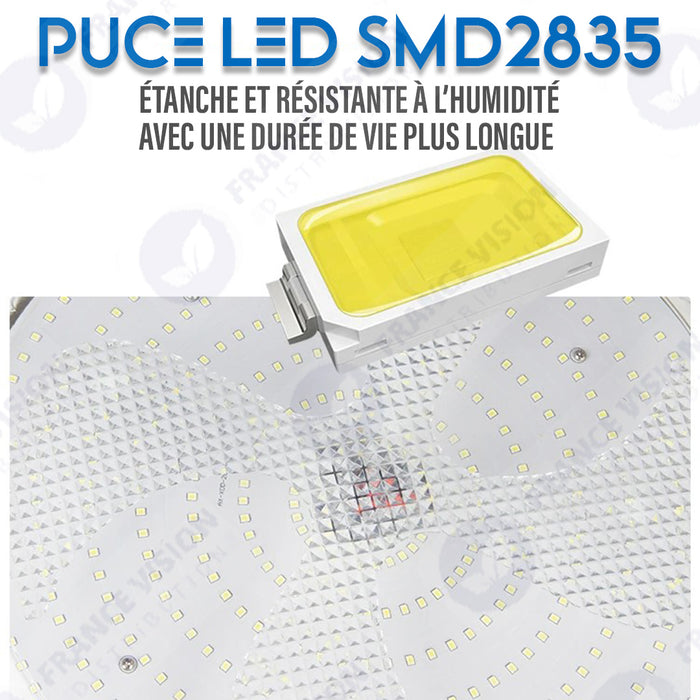 Double Plafonnier LED Solaire CCT (Couleur Changeante en Température ) - Rendu lumineux 200 Watts - Série HOME DOUBLE 200 – 2x 1100 Lumens - Lampe diamètre 36 cm - Panneau solaire 70 x 35 x 2 cm - IP65 - Avec télécommande multifonctions