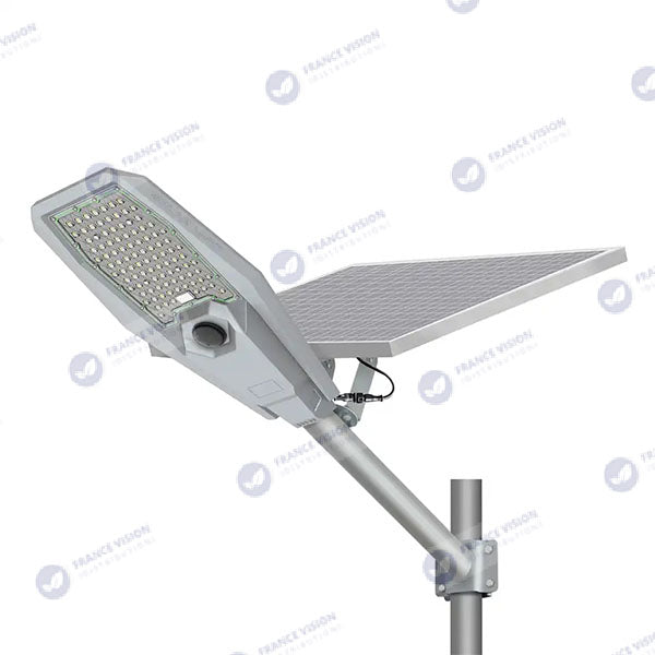 Lot de 3x Lampes de rue solaire - Série INTERSTELLAR ULTRA - 400 Watts - 3100 Lumens - Angle 150x70° - IP65 - Lampe 62 x 30 x 8 cm - Controleur intelligent - Avec télecommande - Capteur PIR - 6000k - Support inclus - Capteur crépusculaire