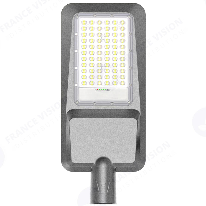 Lampe de rue solaire - Série INTERSTELLAR EVO - 1000 Watts - 6200 Lumens - Angle 140x70° - IP65 - Lampe 50 x 21 x 9 cm - Panneau MONOCRISTALLIN 63 x 39 x 2 cm - Avec télécommande - Capteur crépusculaire - 6000k - Structure ALUMINIUM