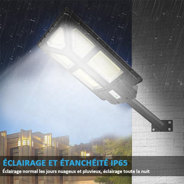 Lampadaire solaire extérieur de rue / parking - Série POWER ULTRA - Rendu 200 Watts - 2000 lumens - 180° - IP65 - 46 x 36 x 8 cm - Avec capteur crépusculaire - Télécommande - Avec détecteur de mouvement - Diamètre tube d’insertion 45 mm