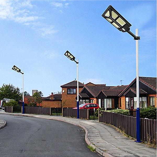 Lampadaire solaire extérieur de rue / parking - Série POWER ULTRA - Rendu 200 Watts - 2000 lumens - 180° - IP65 - 46 x 36 x 8 cm - Avec capteur crépusculaire - Télécommande - Avec détecteur de mouvement - Diamètre tube d’insertion 45 mm
