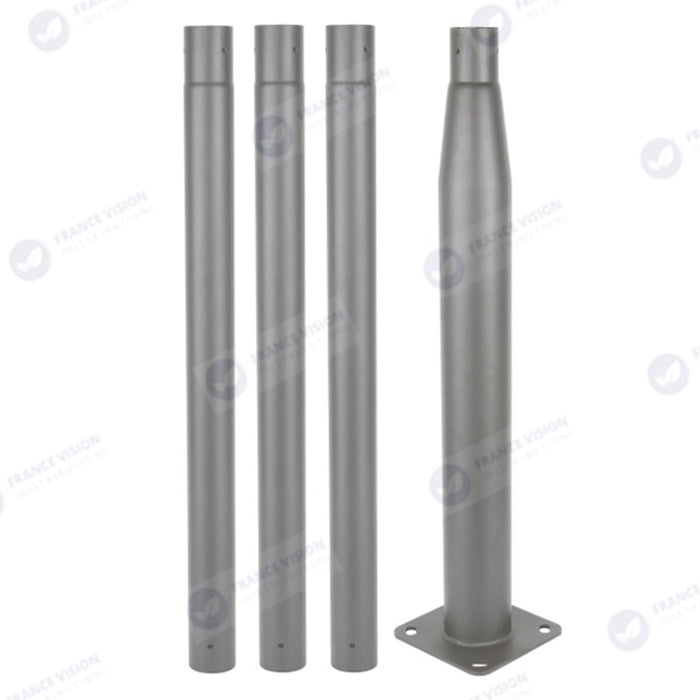 Lot de 5x Mâts / Poteaux pour lampe de rue - Nouveau design - Série STANDARD V3 EVO - 4 mètres - Entraxe latéral des trous 200mm - Couleur GRIS - Finition épurée