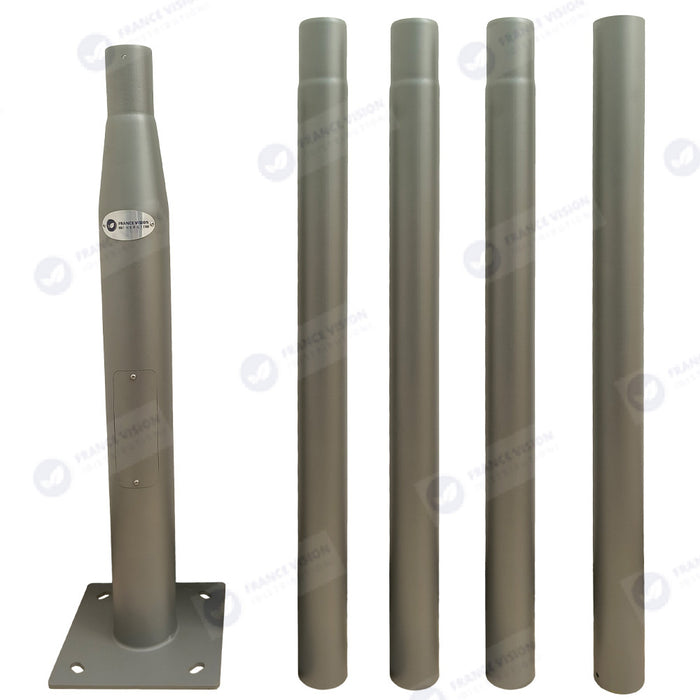 Mât / Poteau pour lampe de rue - Nouveau design - Série STANDARD V4 EVO avec TRAPPE - Vis antivol - 6 mètres - Entraxe latéral des trous 200mm -  Couleur GRIS - Finition épurée