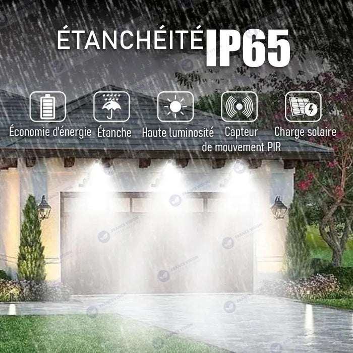 Lot de 24x Lampes LED solaires à double tête ajustable - Série MOBILE - Rendu lumineux 2x 80 Watts - Angle 160° - IP65 - 373 x 140 x 100 mm - COB LED - 3 modes - Télécommande - Détecteur de mouvement PIR – Fonction détection 0-100% - Capteur crépusculaire