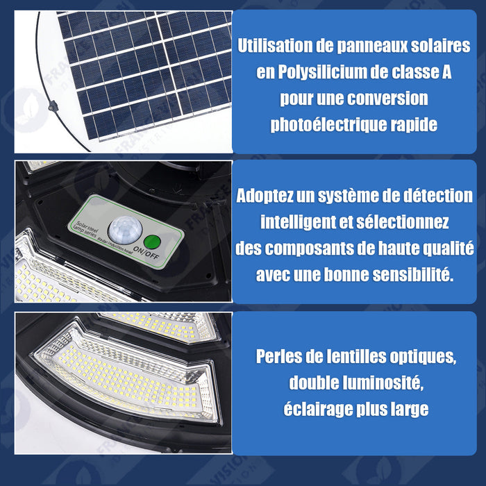 Lot de 5x Lampes solaires pour extérieur - Série OVNI BASIC V2 - Rendu lumineux 150W - Angle 360° - IP65 - 55 x 15 cm - Tube d'insertion 60 / 76mm - Avec télécommande - Avec détecteur de mouvement - Avec capteur crépusculaire - 6000k