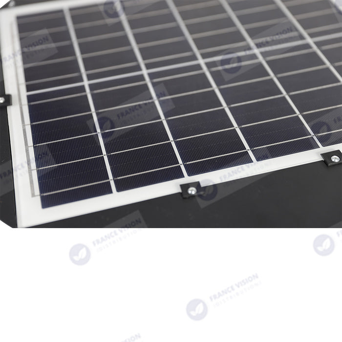 Lot de 5x Lampes solaires pour extérieur - Série OVNI CRYSTAL - 250 Watts - 1500 Lumens - Angle 360° - IP65 -  Lampe 55 x 55 x 6 cm - Tube d'insertion 60/76 mm - Panneau polycristallin 36 x 42 cm - Détecteur de mouvement - Télécommande - 3000k