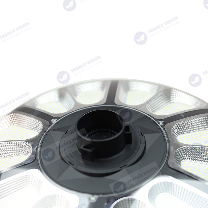 Lot de 5x Lampes solaires pour extérieur - Série OVNI CRYSTAL - 250 Watts - 1500 Lumens - Angle 360° - IP65 -  Lampe 55 x 55 x 6 cm - Tube d'insertion 60/76 mm - Panneau polycristallin 36 x 42 cm - Détecteur de mouvement - Télécommande - 3000k