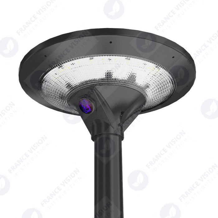 Lampe d'extérieur solaire - Série OVNI EVO - 1700 watts - 5100 Lumens - Angle 360° - IP65 - 54 x 20 cm - Panneau solaire monocristallin - Structure aluminium - Tube d'insertion 76mm - Détecteur de mouvement - Capteur crépusculaire - 6000k