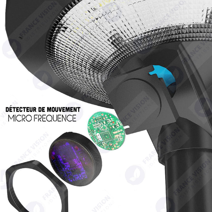 Lampe d'extérieur solaire - Série OVNI EVO - 1700 watts - 5100 Lumens - Angle 360° - IP65 - 54 x 20 cm - Panneau solaire monocristallin - Structure aluminium - Tube d'insertion 76mm - Détecteur de mouvement - Capteur crépusculaire - 6000k