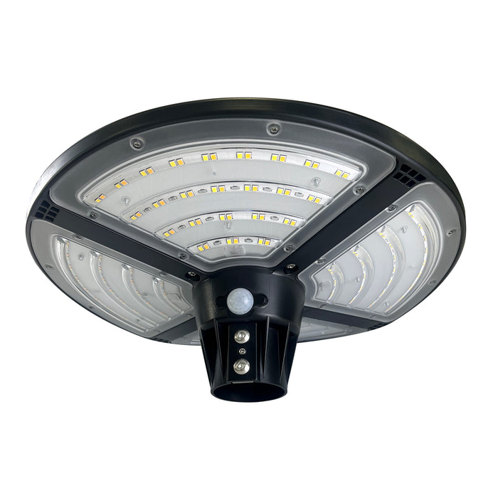 Lampe solaire pour extérieur - Série OVNI FUTUR V3 - MODULAIRE & CCT - 1800 Watts - 4800 Lumens - IP65 - Angle 140° - 40 x 14 cm - Panneau MONOCRISTALLIN - Tube d'insertion 50-60mm - Avec Détecteur de mouvement - Avec Télécommande