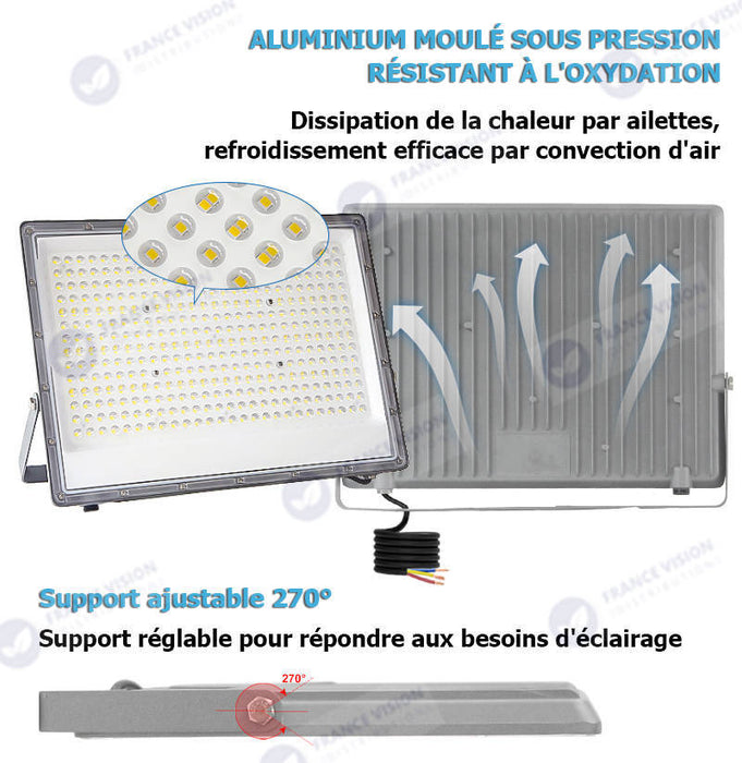 Lot de 20x Projecteurs LED filaires - Série PERLE V2 - 100 Watts - 12 000 Lumens - 120 Lumens/Watt - Angle 90° - IP65 - 6000K - 290 x 230 x 25 mm