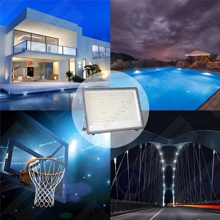 Lot de 20x Projecteurs LED filaires - Série PERLE V2 - 100 Watts - 12 000 Lumens - 120 Lumens/Watt - Angle 90° - IP65 - 6000K - 290 x 230 x 25 mm
