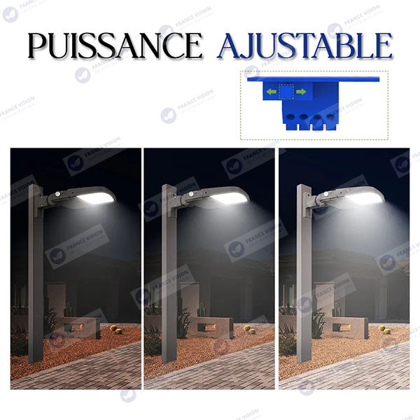 Lampe de rue filaire - Série ULTIME P2 - CCT - Puissance ajustable 100 / 150 / 200 Watts - 180 Lumens/Watt - 53 x 30 x 6,5 cm - IP66 - Angle 150 x 90° - Tube d'insertion 60mm - Couleur Bronze foncé - Dimmable – Angle rotatif - Garantie 5 ans