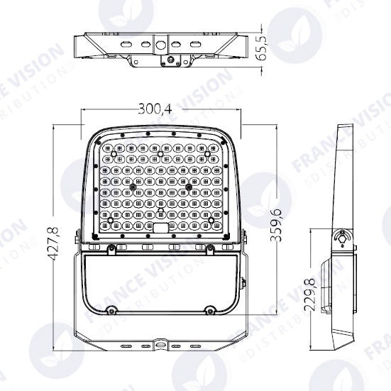 Lot de 10x Projecteurs LED filaires – Série ULTIME P1 - Puissance ajustable 100 / 150 / 200 Watts - 180 Lumens/Watt - 43 x 30 x 7 cm - IP66 - Angle 150 x 90° - Couleur Bronze foncé - Dimmable – Angle rotatif - Garantie 5 ans