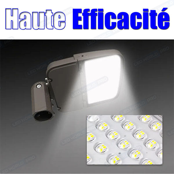 Lot de 10x Lampes de rue filaires - Série ULTIME P2 - CCT - Puissance ajustable 100 / 150 / 200 Watts - 180 Lumens/Watt - 53 x 30 x 6,5 cm - IP66 - Angle 150 x 90° - Tube d'insertion 60mm - Couleur Bronze foncé - Dimmable – Angle rotatif - Garantie 5 ans