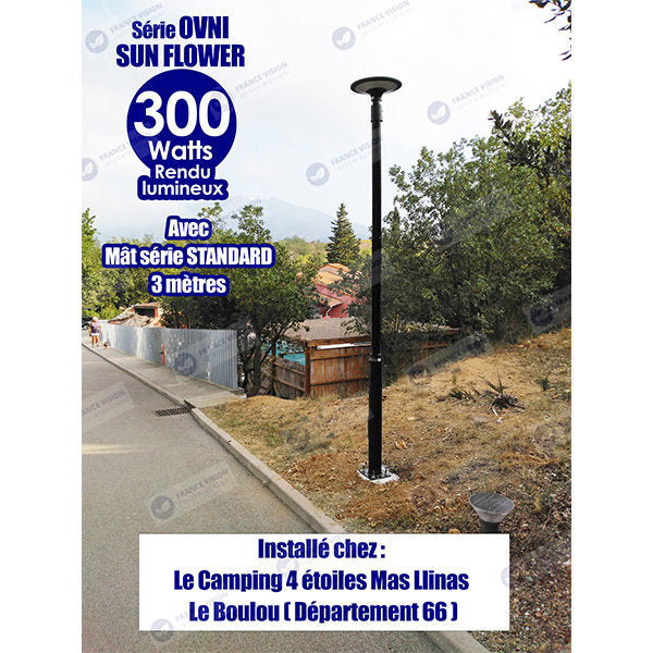 Carton / Lot de 8x Lampes solaires - Série OVNI SUN FLOWER 300 - Rendu lumineux 300 Watts - 2300 lumens - Diamètre tube d'insertion 60 mm - 3000k - Capteur crépusculaire - Mode automatique - Gestion de l’éclairage intelligent